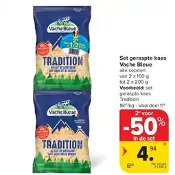 Carrefour Set geraspte kaas Vache Bleue aanbieding