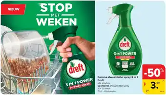 Carrefour Gamma afwasmiddel spray 3 in 1 Dreft aanbieding