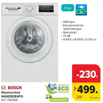 Carrefour Wasmachine WAN282E4FG aanbieding