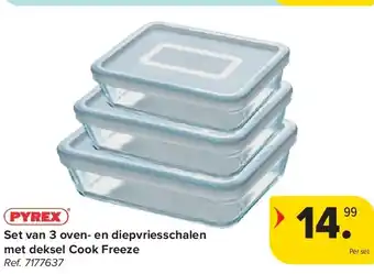 Carrefour Set van 3 oven- en diepvriesschalen met deksel Cook Freeze aanbieding