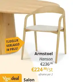 YGO Armstoel Hanson aanbieding