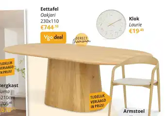 YGO Eettafel Oakjari 230x110 aanbieding