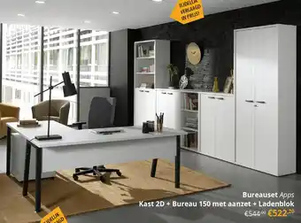 YGO Bureauset Apps Kast 2D + Bureau 150 met aanzet + Ladenblok aanbieding