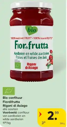 Carrefour Bio confi tuur Fiordifrutta Rigoni di Asiago aanbieding