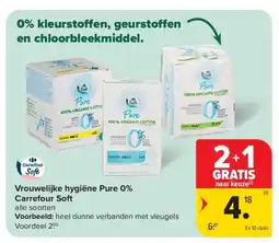 Carrefour Vrouwelijke hygiëne Pure 0% Carrefour Soft aanbieding