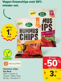 Carrefour Hummus chips Eat Real aanbieding