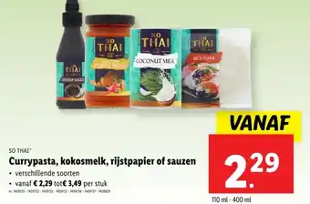 Lidl Currypasta, kokosmelk, rijstpapier of sauzen aanbieding