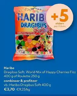 OKay Haribo Dragibus Soft, World Mix of Happy Cherries Fizz aanbieding