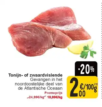 Cora Tonijn- of zwaardvislende aanbieding