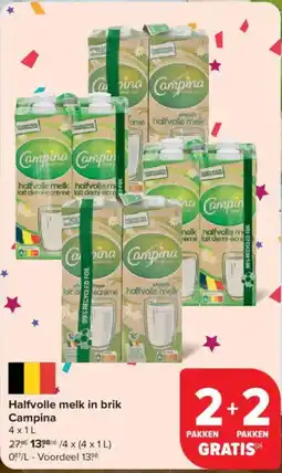 Carrefour Market Halfvolle melk in brik campina aanbieding