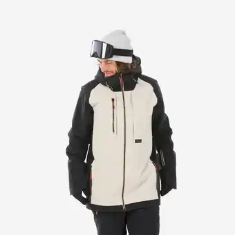 Decathlon Sterke en waterdichte snowboardjas voor heren SNB 900 UP beige en zwart aanbieding