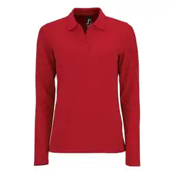 Decathlon Dames Perfect Pique Poloshirt met Lange Mouwen (Rood) aanbieding