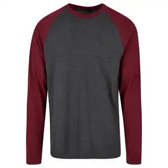 Decathlon Heren Contrast Raglan Tshirt met lange mouwen (Houtskool/Kers) aanbieding