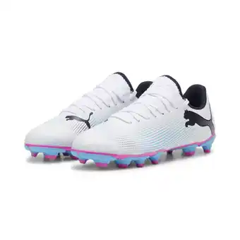 Decathlon FUTURE 7 PLAY FG/AG voetbalschoenen voor jongeren PUMA White Black Poison Pink aanbieding