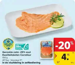 Carrefour Market Gerookte zalm -25% zout kwaliteitsketen carrefour aanbieding