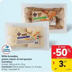 Carrefour Market Witte broodjes pavés natuur of met granen carrefour aanbieding