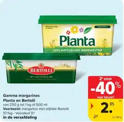 Carrefour Market Gamma margarines planta en bertolli aanbieding