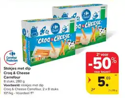 Carrefour Market Stokjes met dip croq & cheese carrefour aanbieding