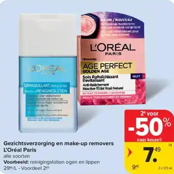 Carrefour Market Gezichtsverzorging en make up removers l'oréal paris aanbieding