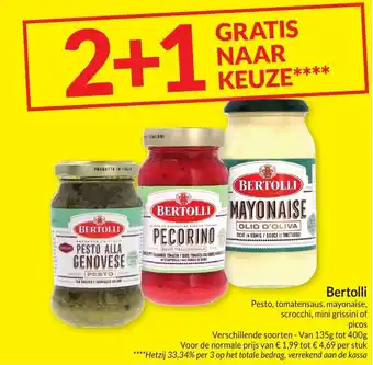 Intermarché Bertolli pesto tomatensaus mayonaise scrocchi mini grissini of picos aanbieding