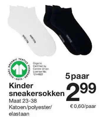 Zeeman Kinder sneakersokken aanbieding