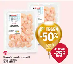 Delhaize Scampi's, gekookt en gepeld aanbieding