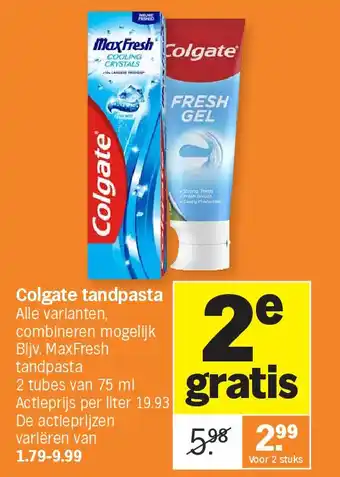 Albert Heijn Colgate tandpasta aanbieding