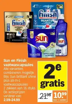 Albert Heijn Sun en Finish vaatwascapsules aanbieding