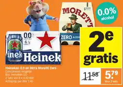 Albert Heijn Heineken 0.0 en Birra Moretti Zero aanbieding