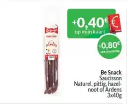 Intermarché Be snack saucisson naturel pittig, hazel noot of ardens aanbieding