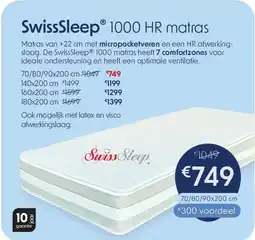 Sleepworld SwissSleep 1000 HR matras aanbieding