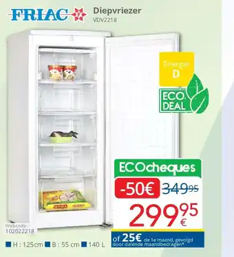 Eldi Friac Diepvriezer VDV2218 aanbieding