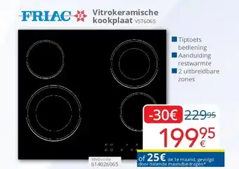 Eldi Friac Vitrokeramische kookplaat VST6065 aanbieding