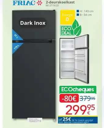 Eldi Friac 2-deurskoelkast aanbieding