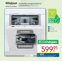 Eldi Whirlpool Volledig integreerbare vaatwasser WOID741AS aanbieding