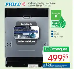 Eldi Friac Volledig integreerbare vaatwasser FIVW4420L aanbieding