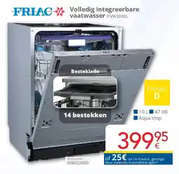 Eldi Friac Volledig integreerbare vaatwasser FIVW3000L aanbieding