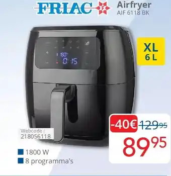 Eldi Friac Airfryer AIF 6118 BK aanbieding