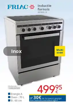 Eldi Friac Inductie fornuis IF6500 IX aanbieding