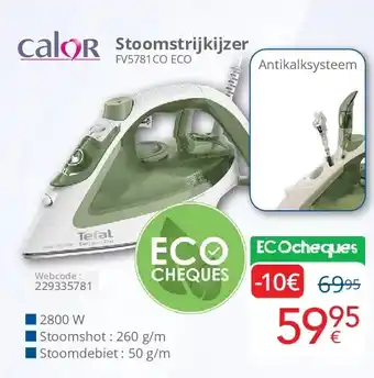 Eldi Stoomstrijkijzer FV5781CO ECO aanbieding