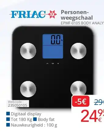 Eldi Personenweegschaal EPWF-0105 BODY ANALYSER aanbieding