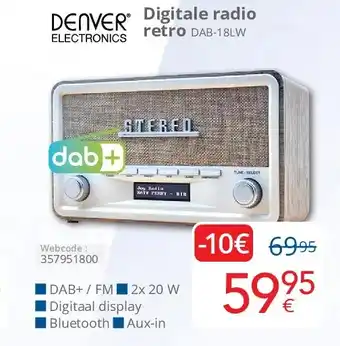 Eldi Digitale radio retro DAB-18LW aanbieding