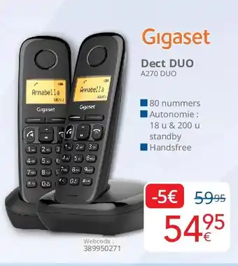 Eldi Gigaset Dect DUO A270 DUO aanbieding