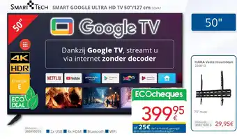 Eldi Smart Tech SMART GOOGLE ULTRA HD TV 50’’/127 cm 50VA1 aanbieding