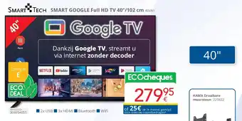 Eldi Smart Tech SMART GOOGLE Full HD TV 40’’/102 cm 40VA1 aanbieding