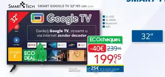 Eldi Smart Tech SMART GOOGLE TV 32’’/81 cm 32VA1 aanbieding