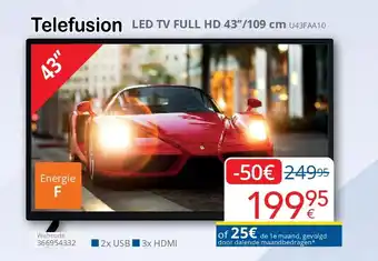 Eldi Telefusion LED TV FULL HD 43’’/109 cm U43FAA10 aanbieding