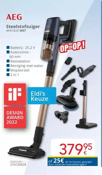 Eldi Steelstofzuiger AP81B25 WET aanbieding