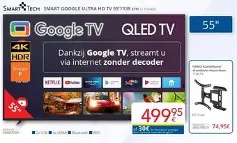 Eldi Smart Tech SMART GOOGLE ULTRA HD TV 55’’/139 cm LE-55VHQ5 aanbieding