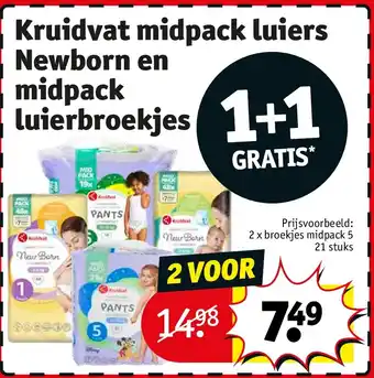 Kruidvat Kruidvat midpack luiers Newborn en midpack luierbroekjes aanbieding